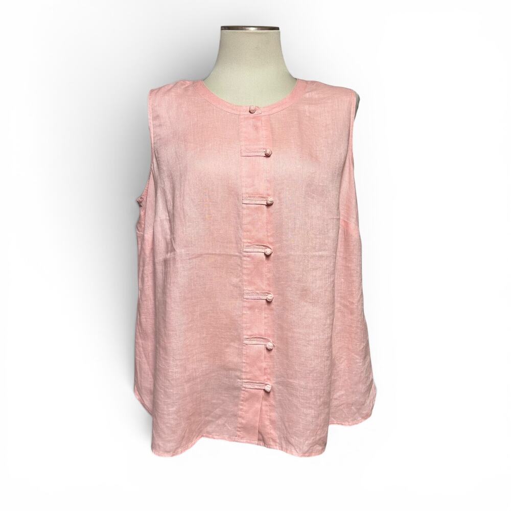 J.Jill Love Linen Sleeveless Blouse Top Pink Petite XL